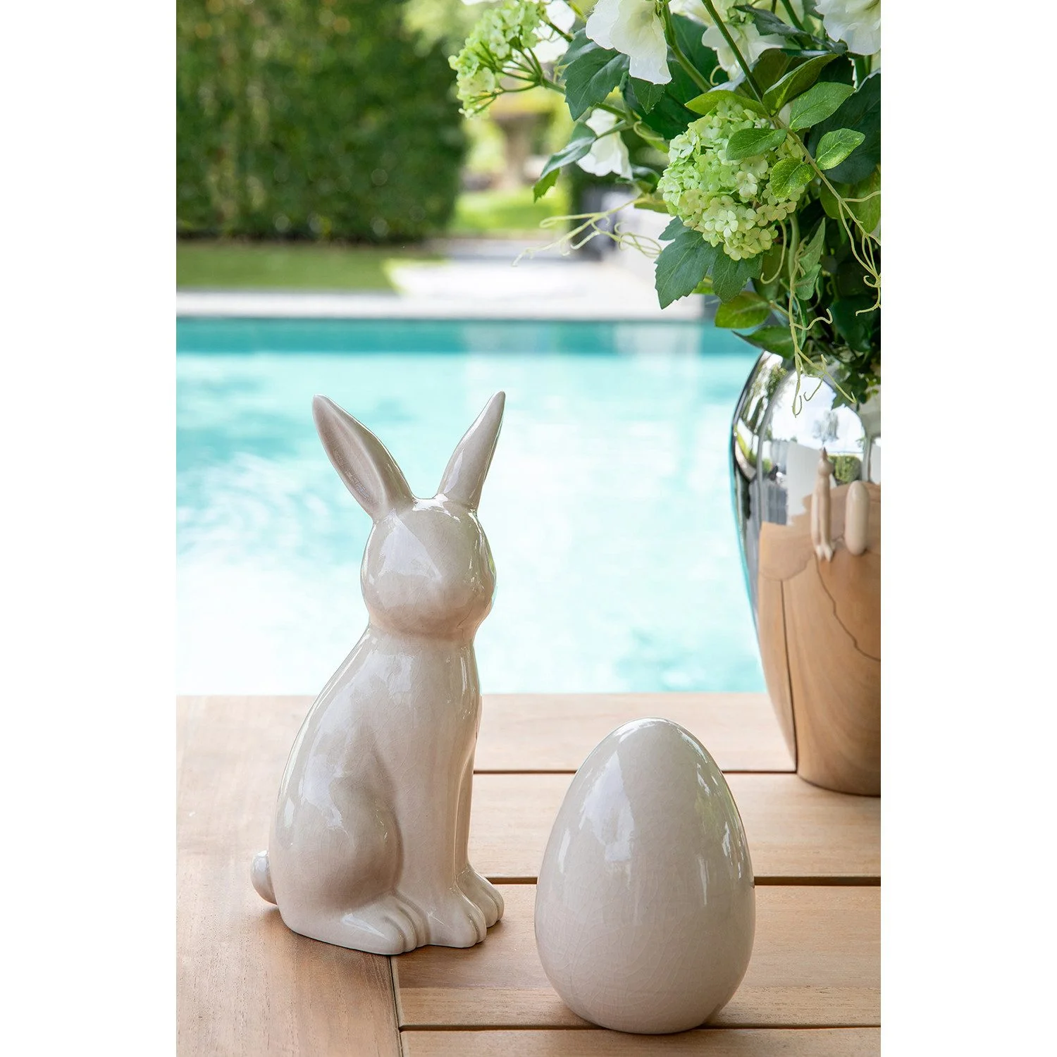 FINK Dekofigur FABIUS – Keramik-Hase in Beige, 25 cm